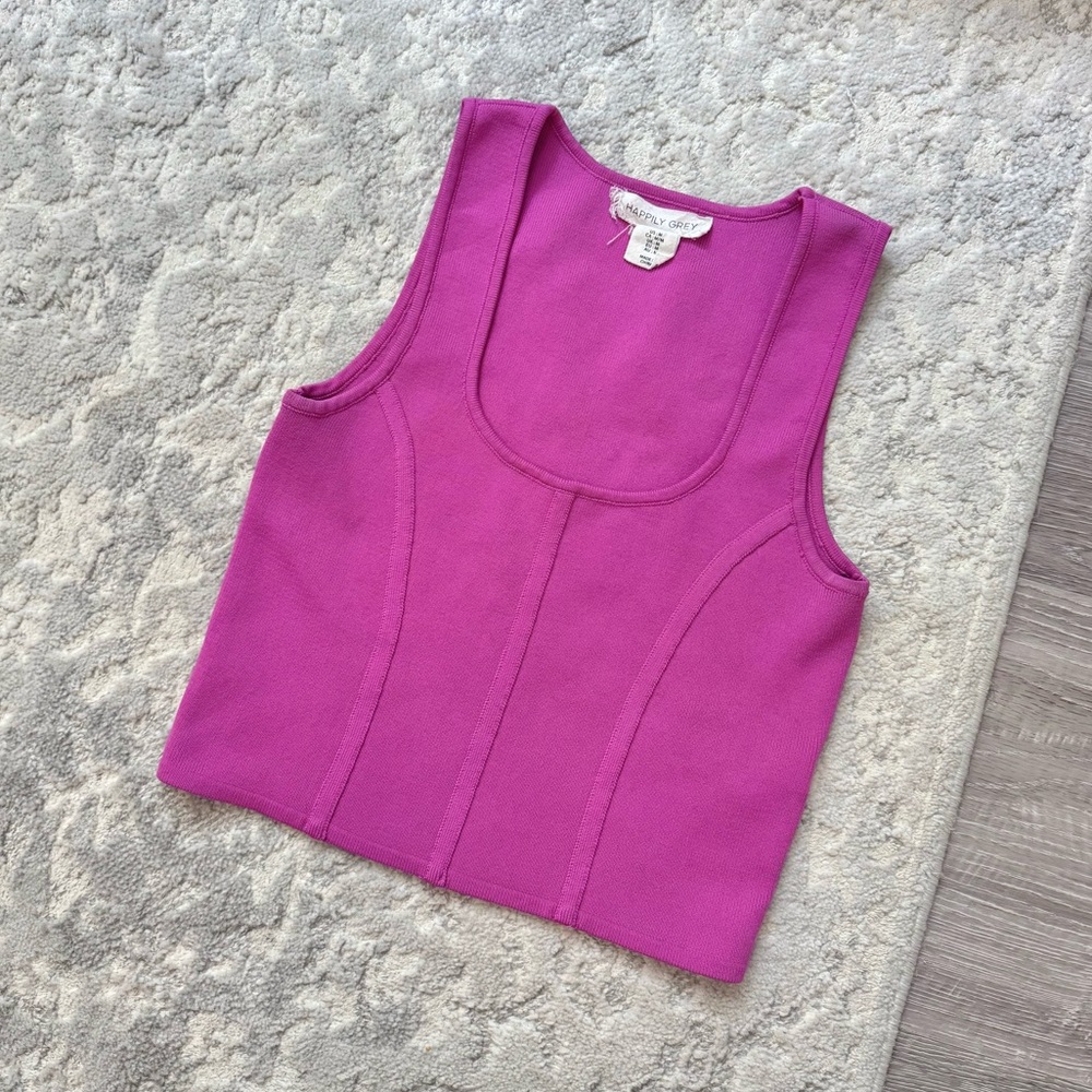 Happily Grey Fuchsia Ribbed Tank